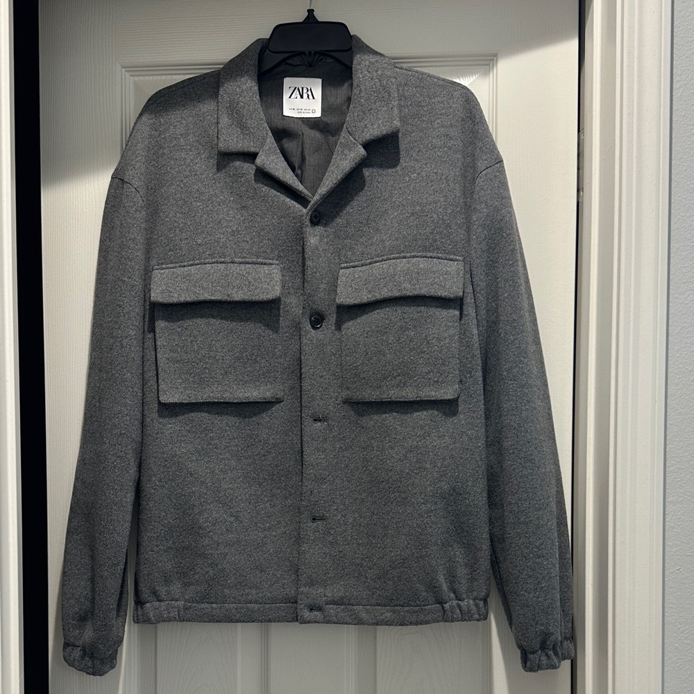 Zara Men's Charcoal Gray Shirt Jacket
